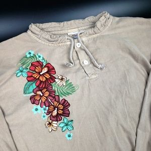 Crazy Shirts Kona Coffee Dyed L/S Floral Pullover